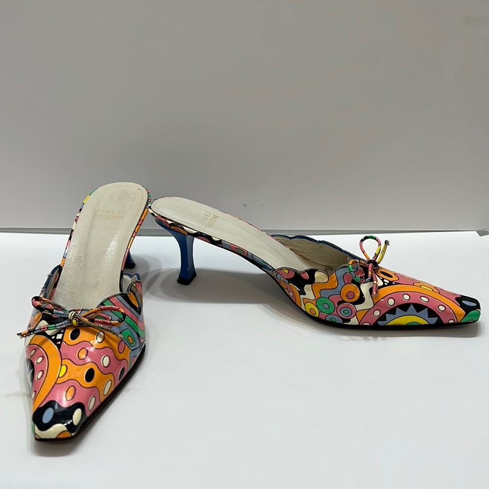 Vintage Stuart Weitzman Bright Carnival mules Size 8